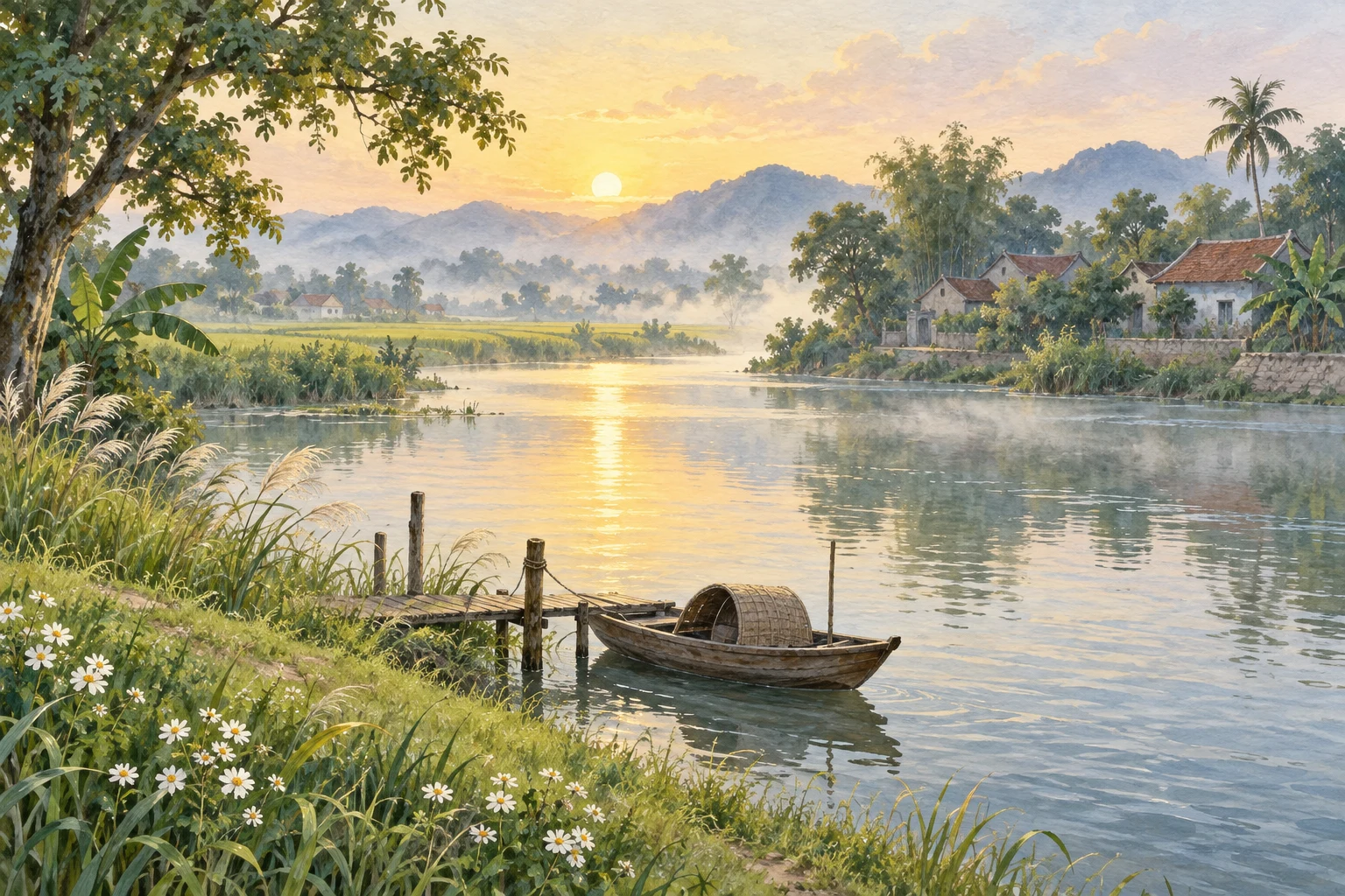 Tranh minh họa không gian câu chuyện; trả lời dựa vào bài đọc.