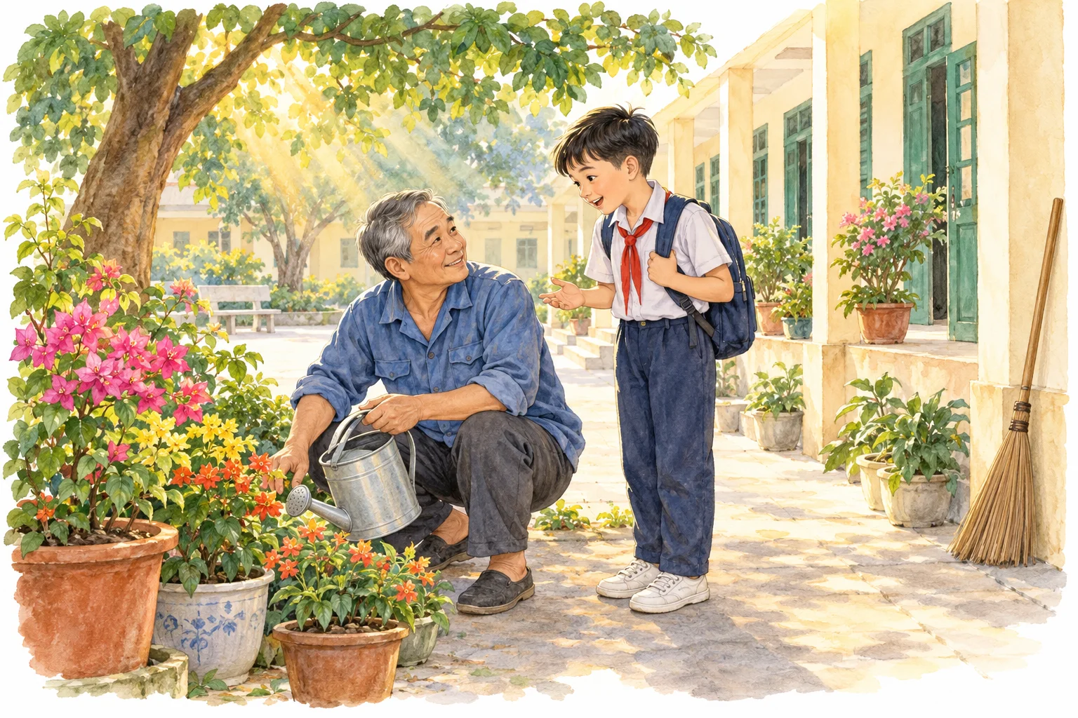 Tranh gợi cảnh cho bài đọc. Trả lời câu hỏi dựa vào văn bản.
