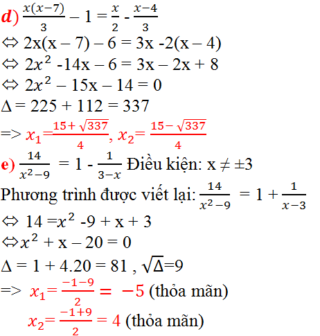 Giải Toán lớp 9 Bài 7: Phương trình quy về phương trình bậc hai